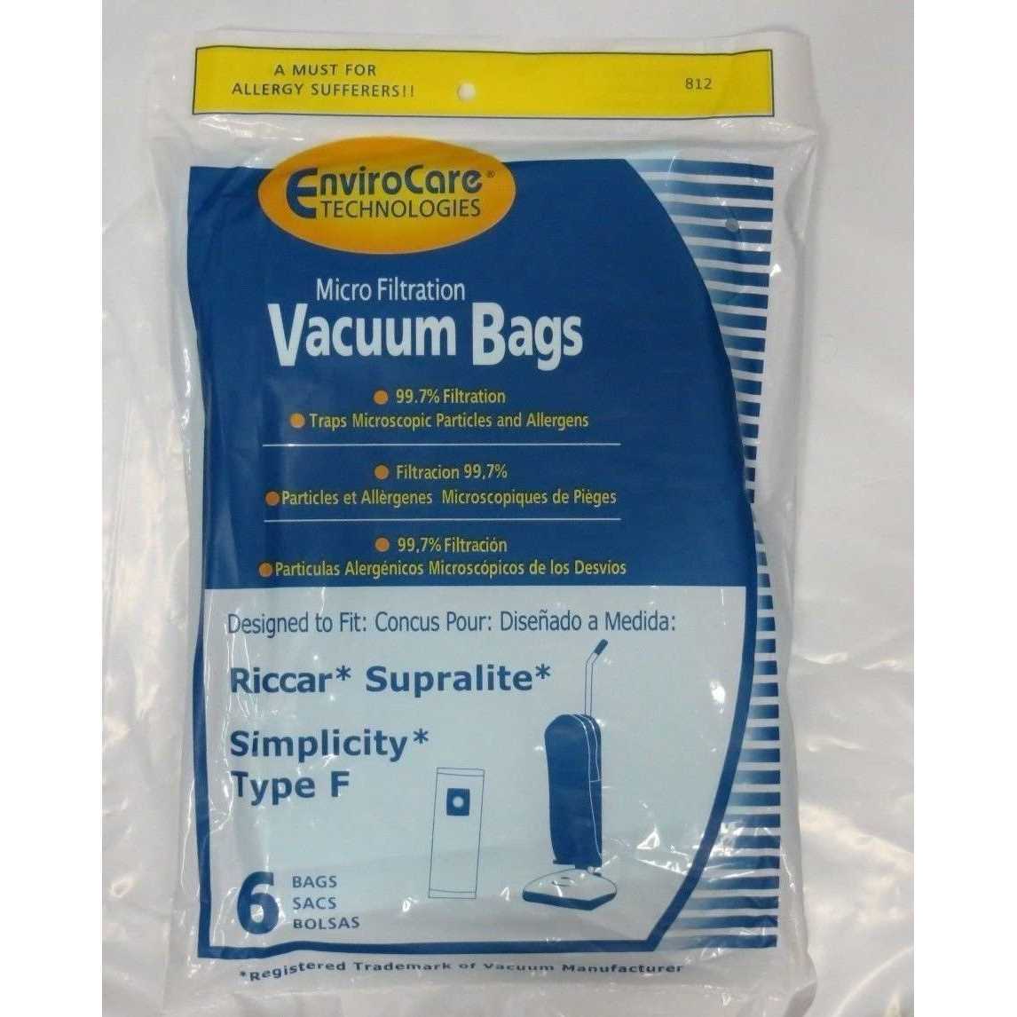 Riccar Supralite / Simplicity Type F Vacuum Bags - Image 3