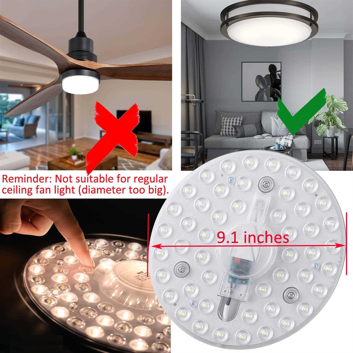 OLYMSTAR 36W LED Light Kit Replacement Light Board Panel for Flush Mount Ceiling Light Ceiling Fan Light - Image 4