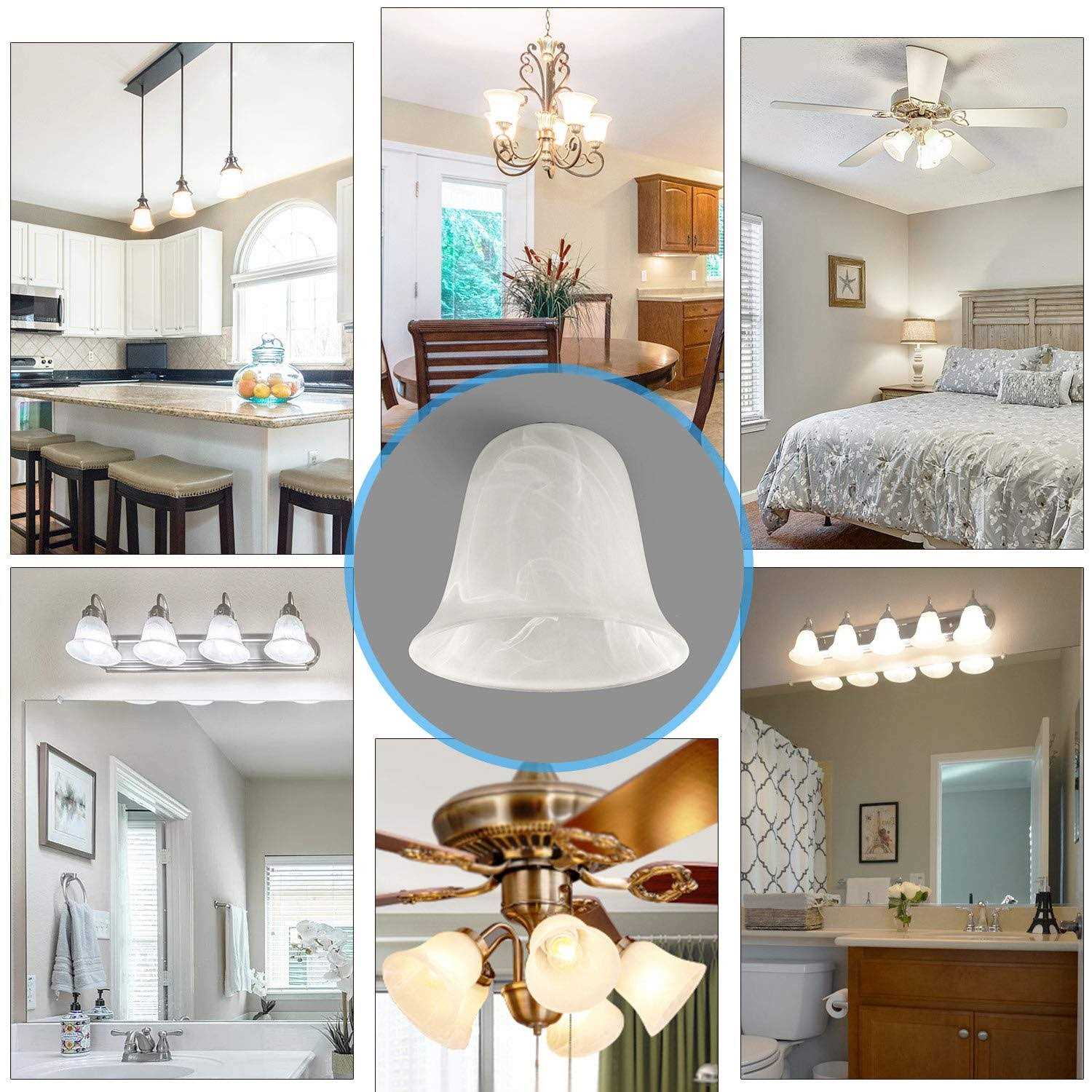 Giluta Bell Shaped Glass Shade Alabaster light Shades Replacement for ceiling fan light wall light - Image 4