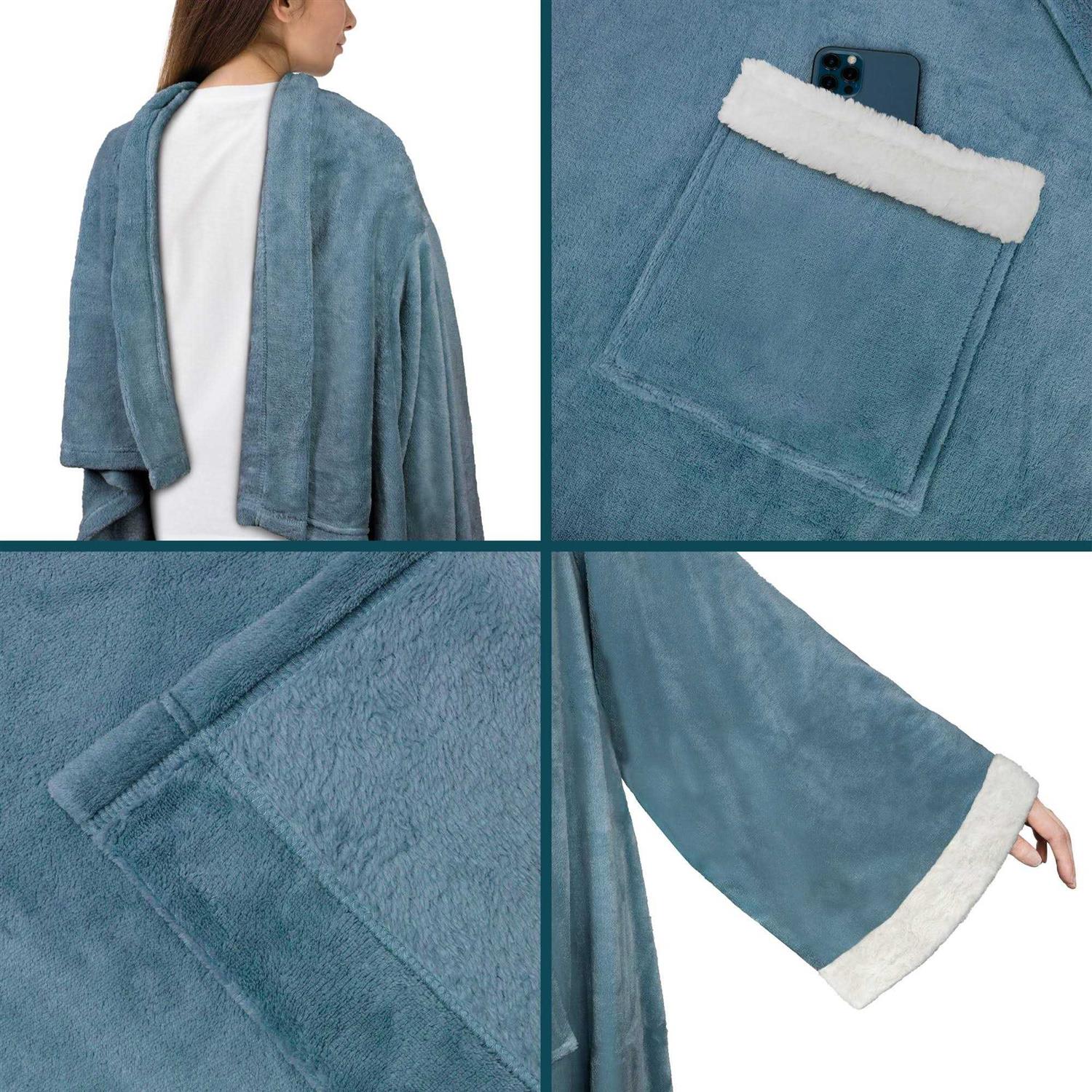 Pavilia Fleece Blanket with Sleeves for Women Men Adult Wearable Blanket Warm - Image 3