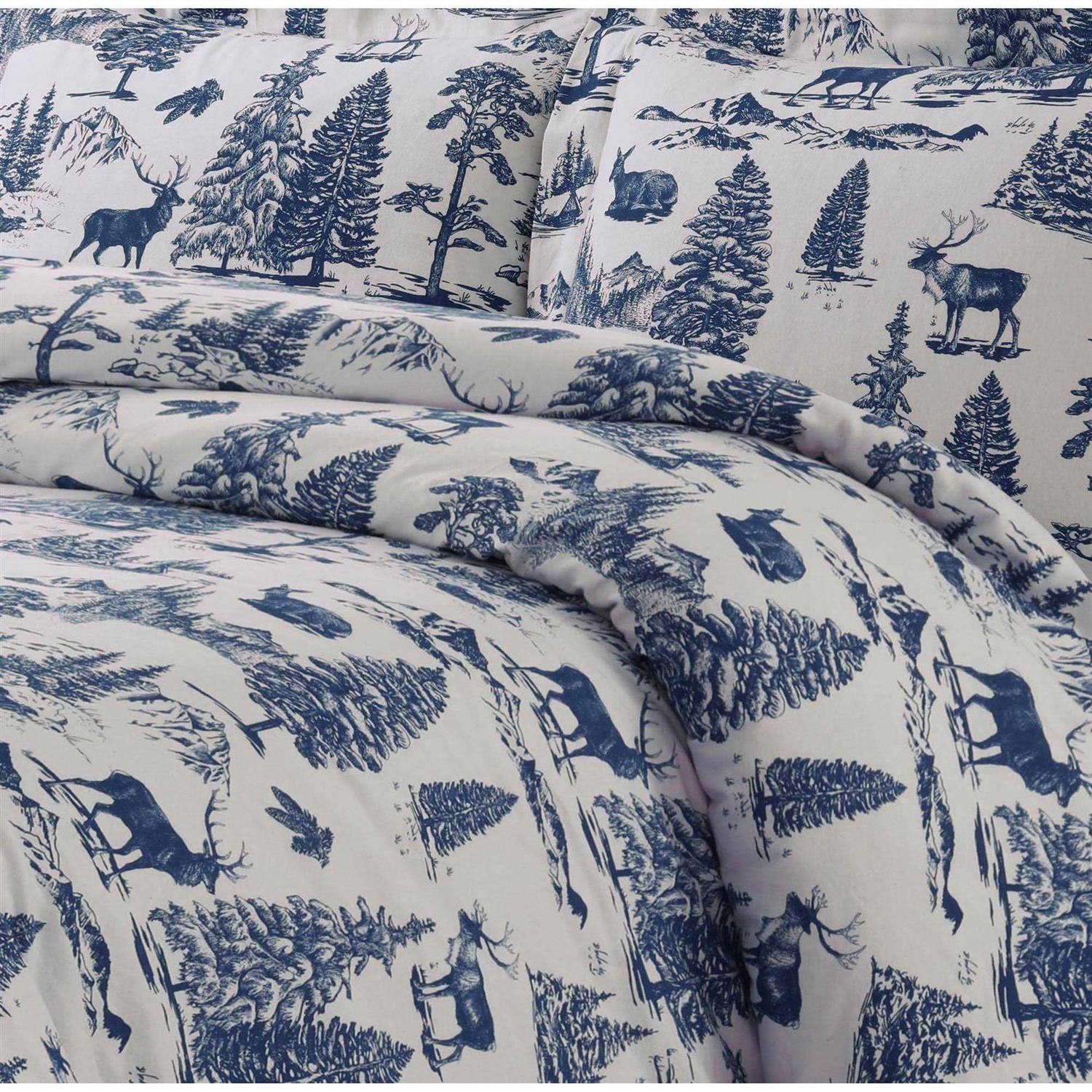 Tribeca Living 200-GSM Heavyweight Flannel Printed Oversized Duvet Cover Set - Image 5