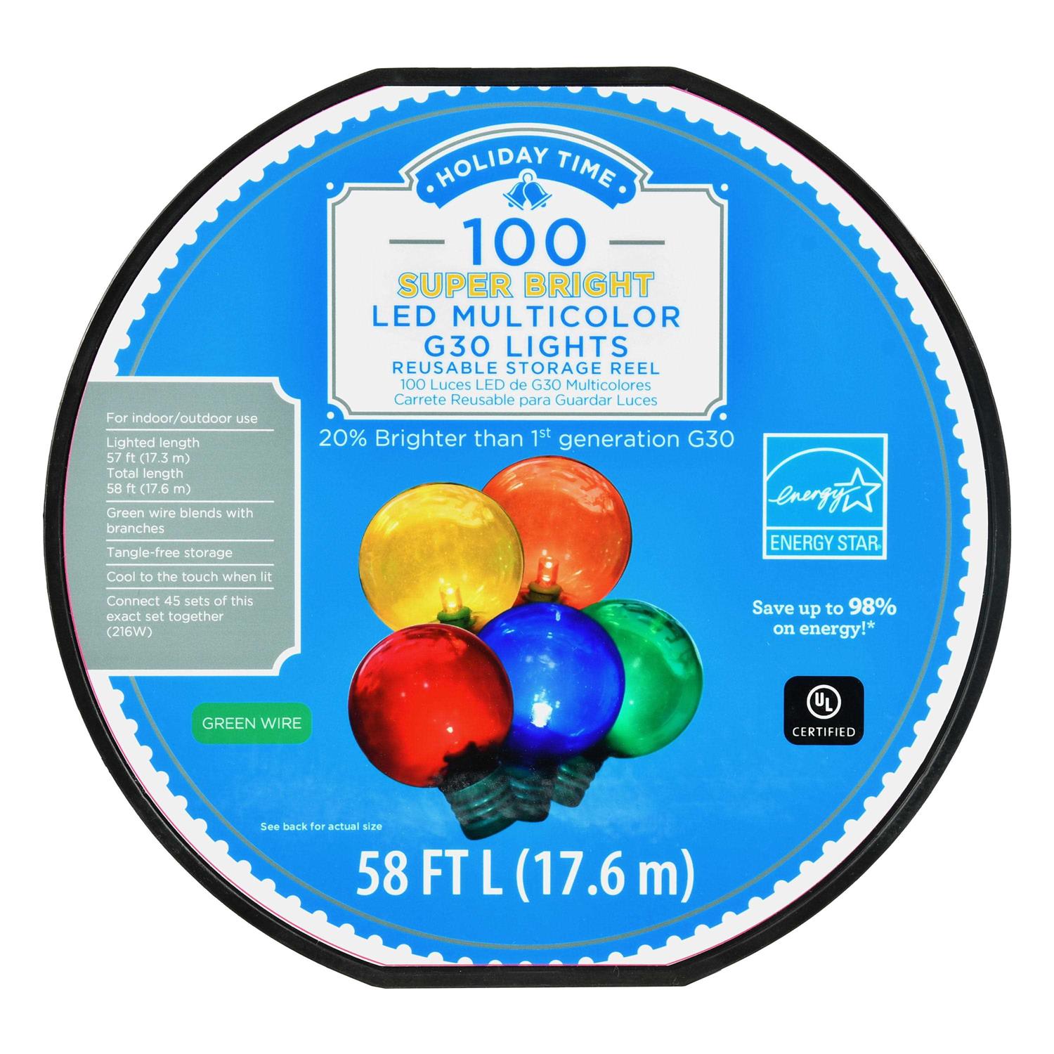 Holiday Time 100 Count LED Super Bright G30 Christmas Lights - Image 5