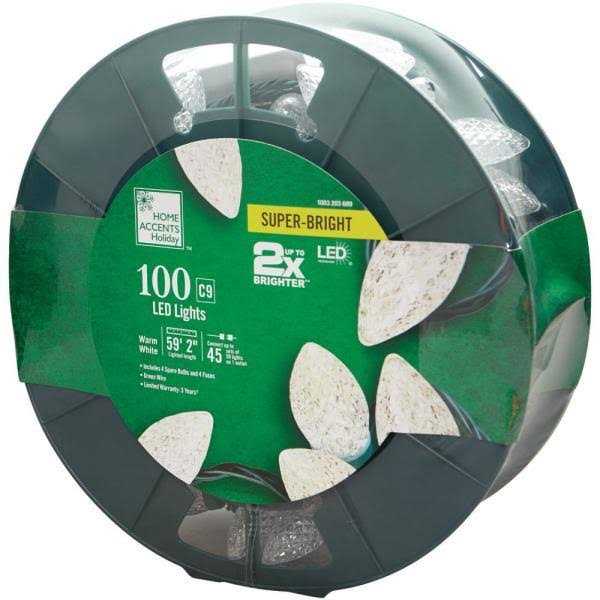 Home Accents Holiday 100L Warm White Faceted Christmas C9 LED String Lights - Image 3