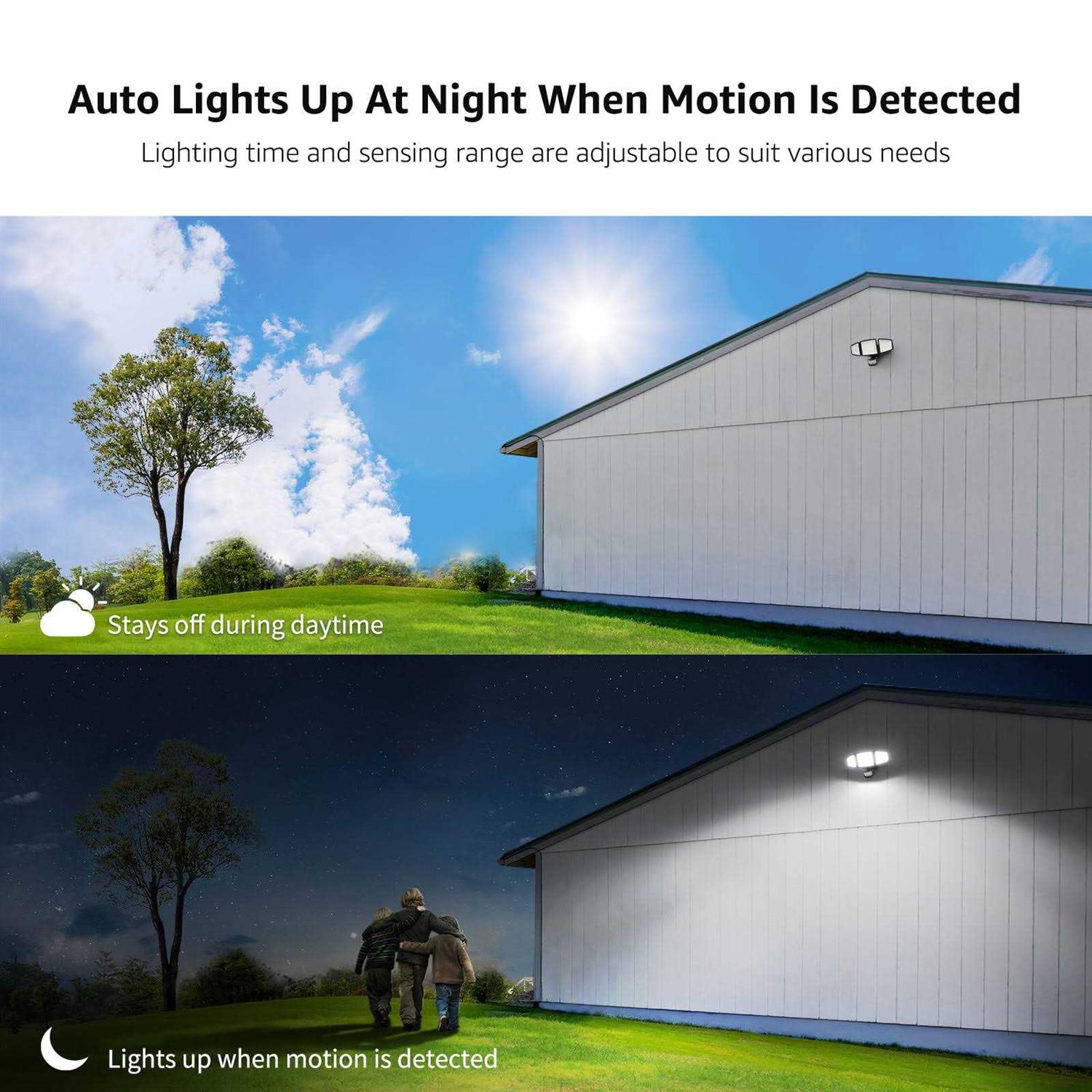 Lepro Motion Sensor Outdoor Light LED Security Flood Lights with 3 Adjustable Heads - Image 3