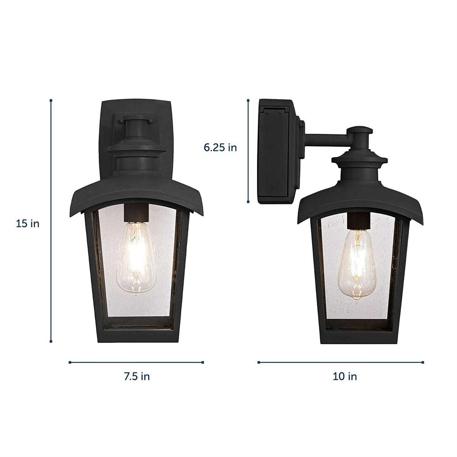 Home Luminaire 31703 Spence 1-Light Outdoor Wall Lantern with Seeded Glass and Built-in GFCI Outlets - Image 3