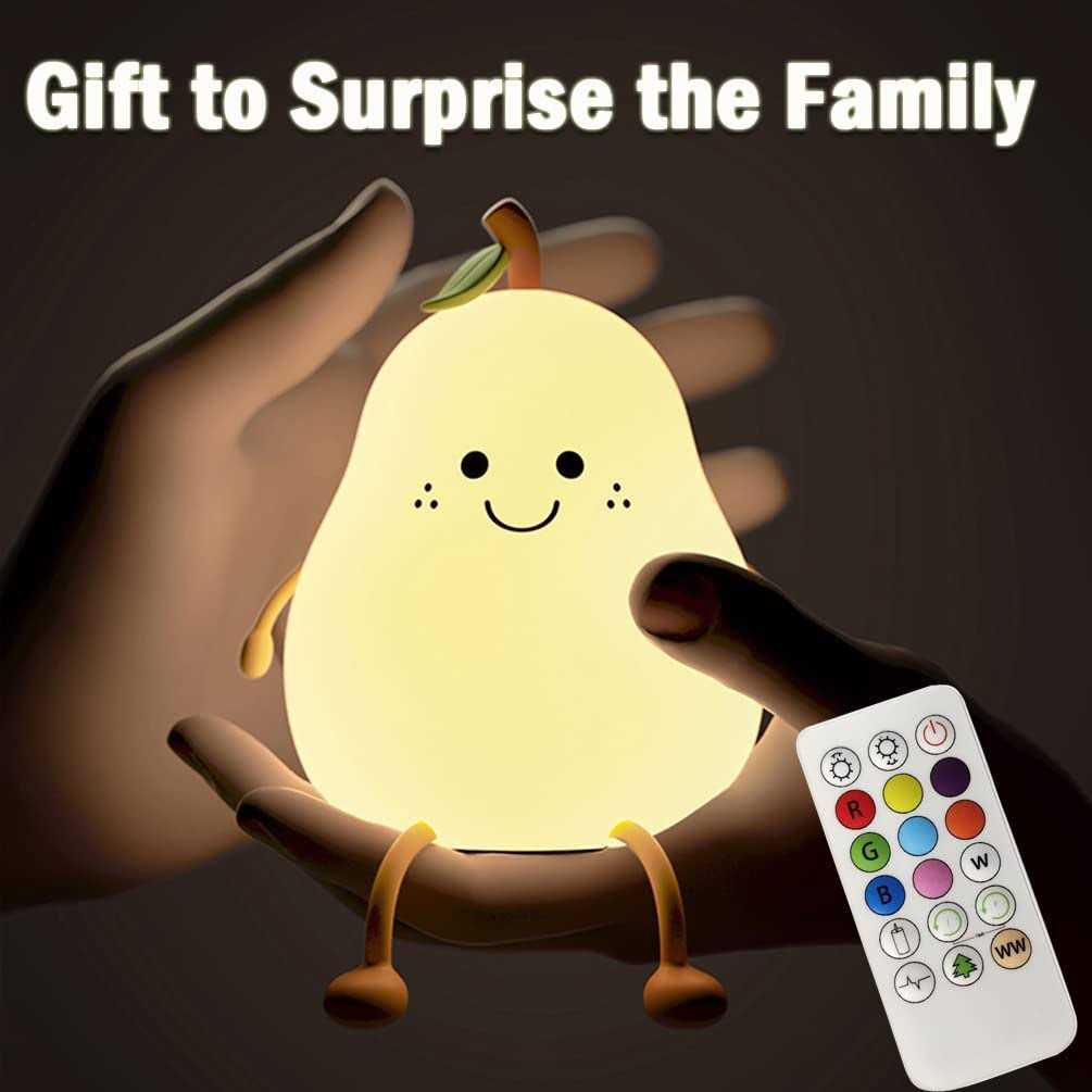 LEDHOLYT Night Light for Kids,Cute Silicone Nursery Pear Lamp for Baby and Toddler,Fruit NightLight - Image 4