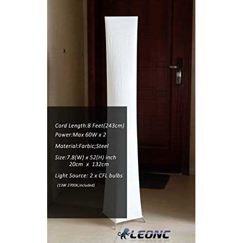Leonc Design Creative LED Floor Lamp Softlighting Minimalist Modern Contemporary with Fabric Shade & 2 Bulbs For Living Room - Image 5