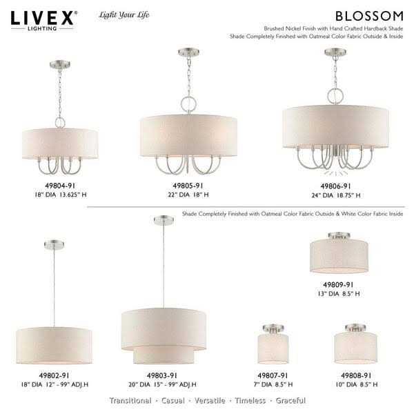 Livex Lighting Meadow 1 Light Semi Flush Mount 49809 - Image 4