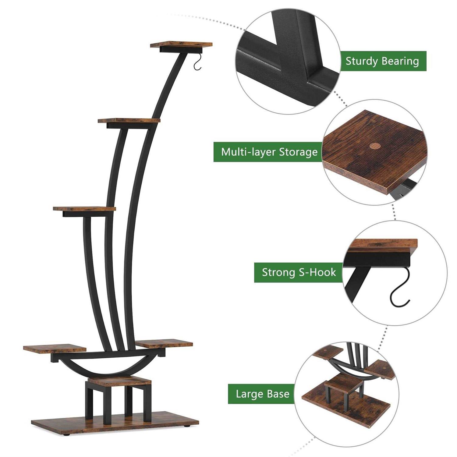 Indoor Plant Stand Pack of 2 6-Tier Flower Rack for Home Garden - Image 4