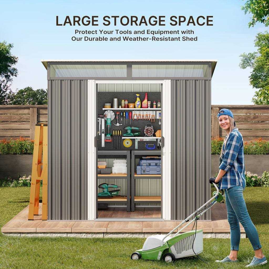 Aiho 6 x Outdoor Storage Shed on Clearance with Sliding Double Doors for Garden - Image 4