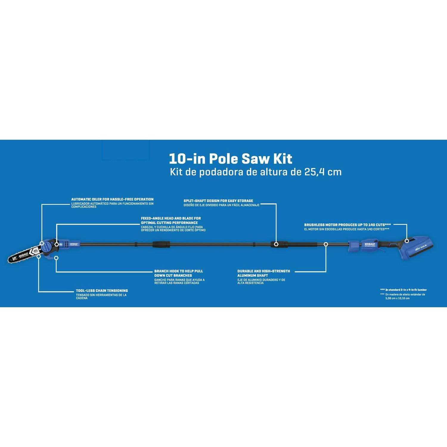 Kobalt Gen4 40-Volt 10-in Cordless Electric Pole Saw 2 Ah KPS 1040A-03 - Image 4