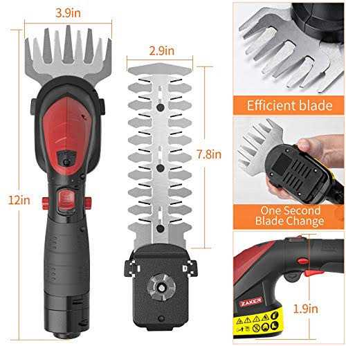 Mzk Trimmer 7.2V Cordless Grass Shear & Hedge Trimmer 2-in-1 Electric Shrub Trimmer/ Handheld Hedge Cutter/ Grass Trimmer/ Hedge Clipper - Image 3