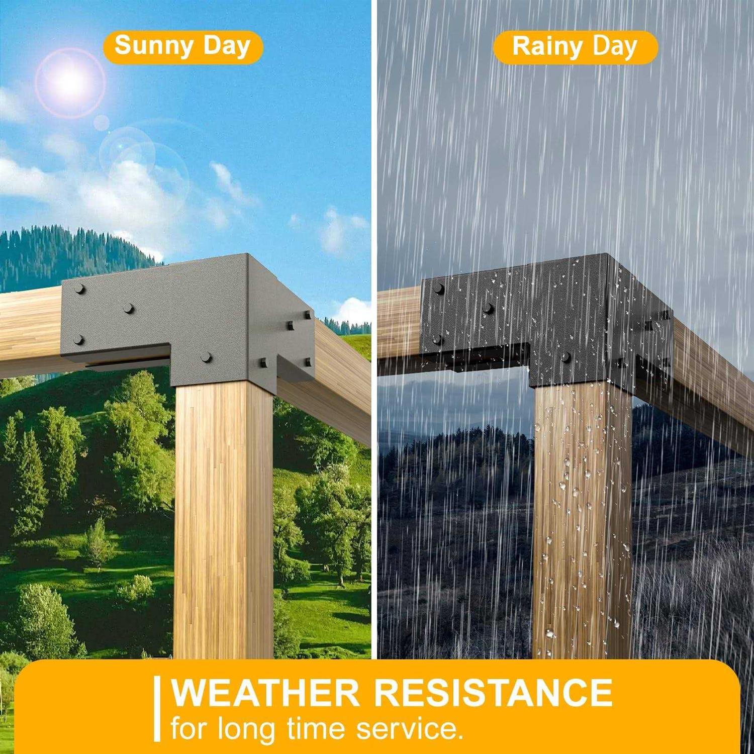 Wilkblck Pergola Brackets 4PCS Woodworks Pergola Kit 3-Way Right Angle Corner Bracket Elevated Wood Stand Kit Pergola/Gazebo Kit Hardware for 4x4 - Image 4