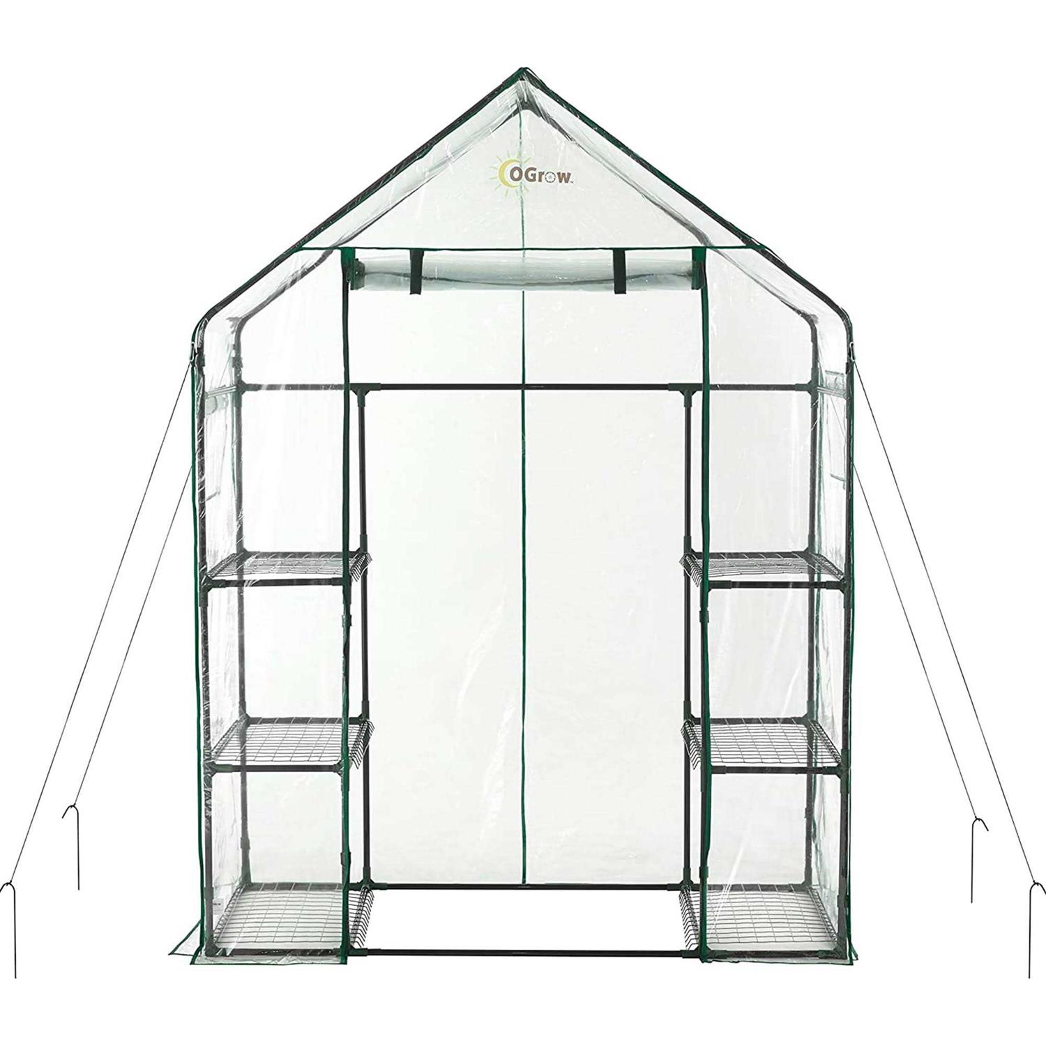 Ogrow 3 Tier 6 Shelf Deluxe Plastic Walk-In Portable Greenhouse - Image 5
