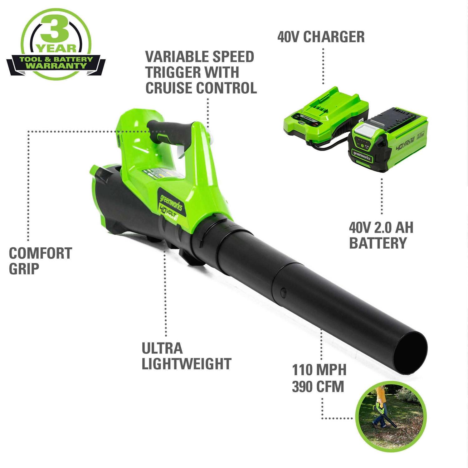 Greenworks 40V Cordless String Trimmer And Leaf Blower Combo Kit - Image 5