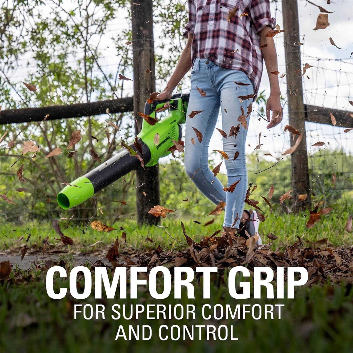 Greenworks 48V Cordless Axial Leaf Blower, 2.0Ah Batteries and Dual Port Charger Included - Image 3