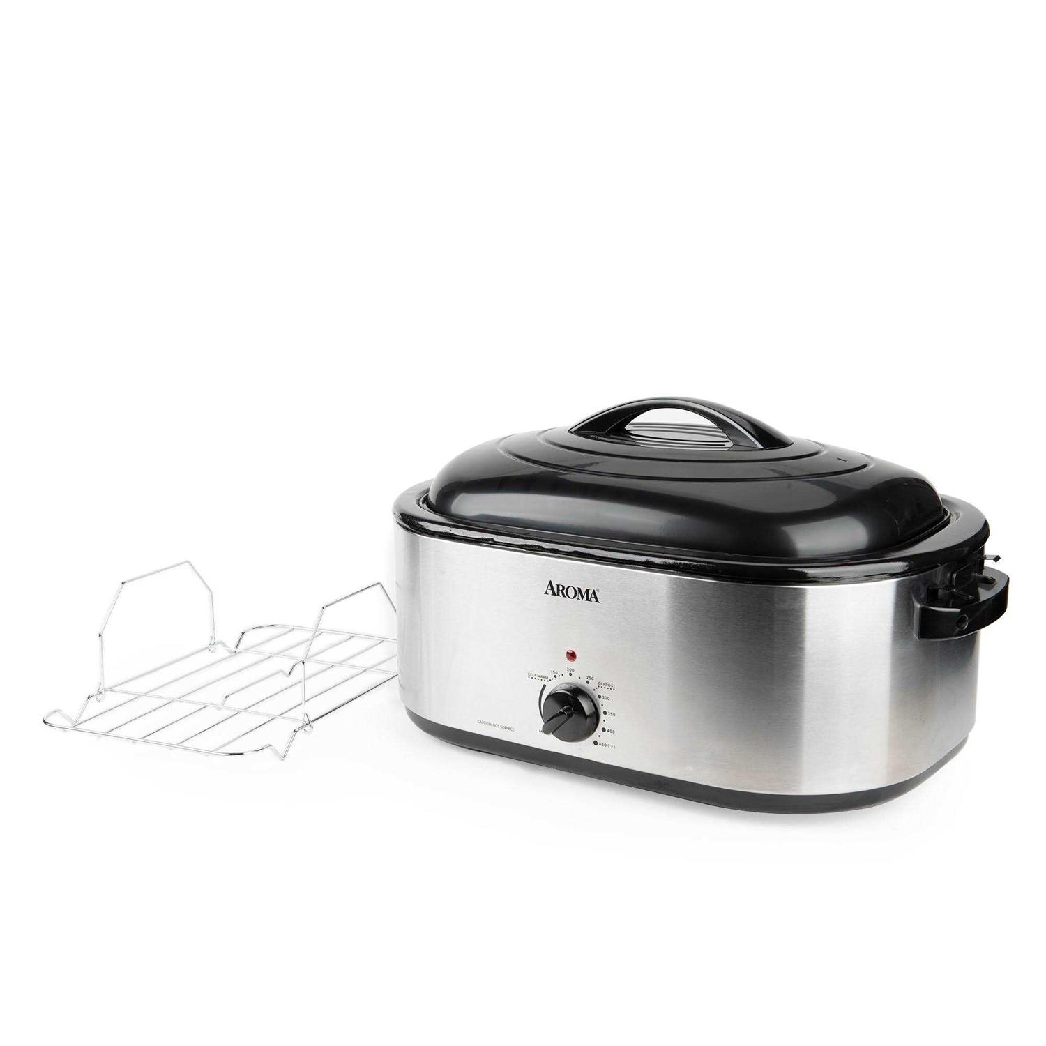 Aroma 22 Quart Electric Roaster Oven Stainless Steel with Self-Basting Lid - Image 3